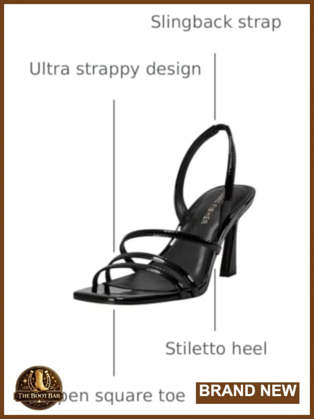 Stiletto Heel Strappy Dress Sandals Faux Patent Leather Slingback